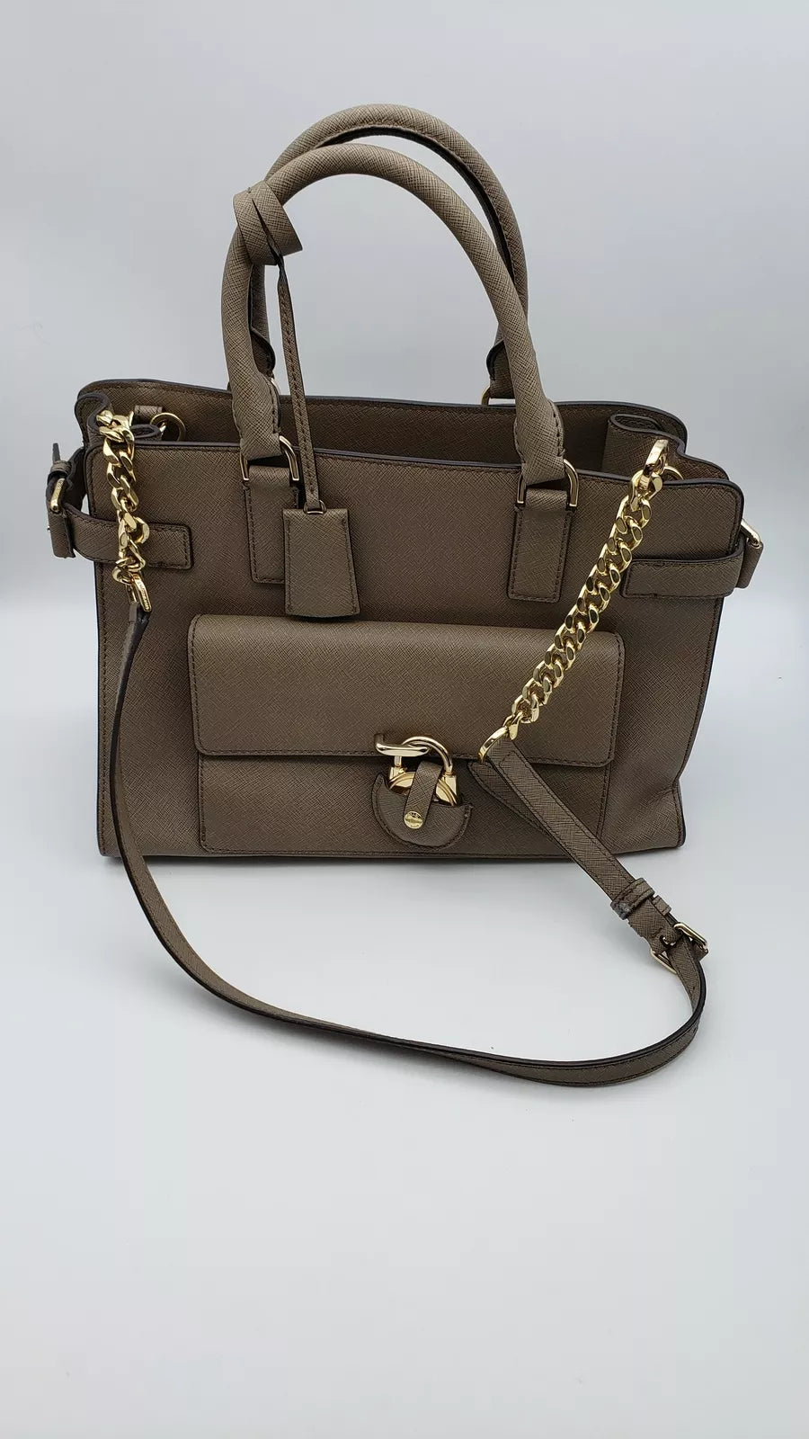 Michael Kors Emma EW Satchel Color-Dark Dune