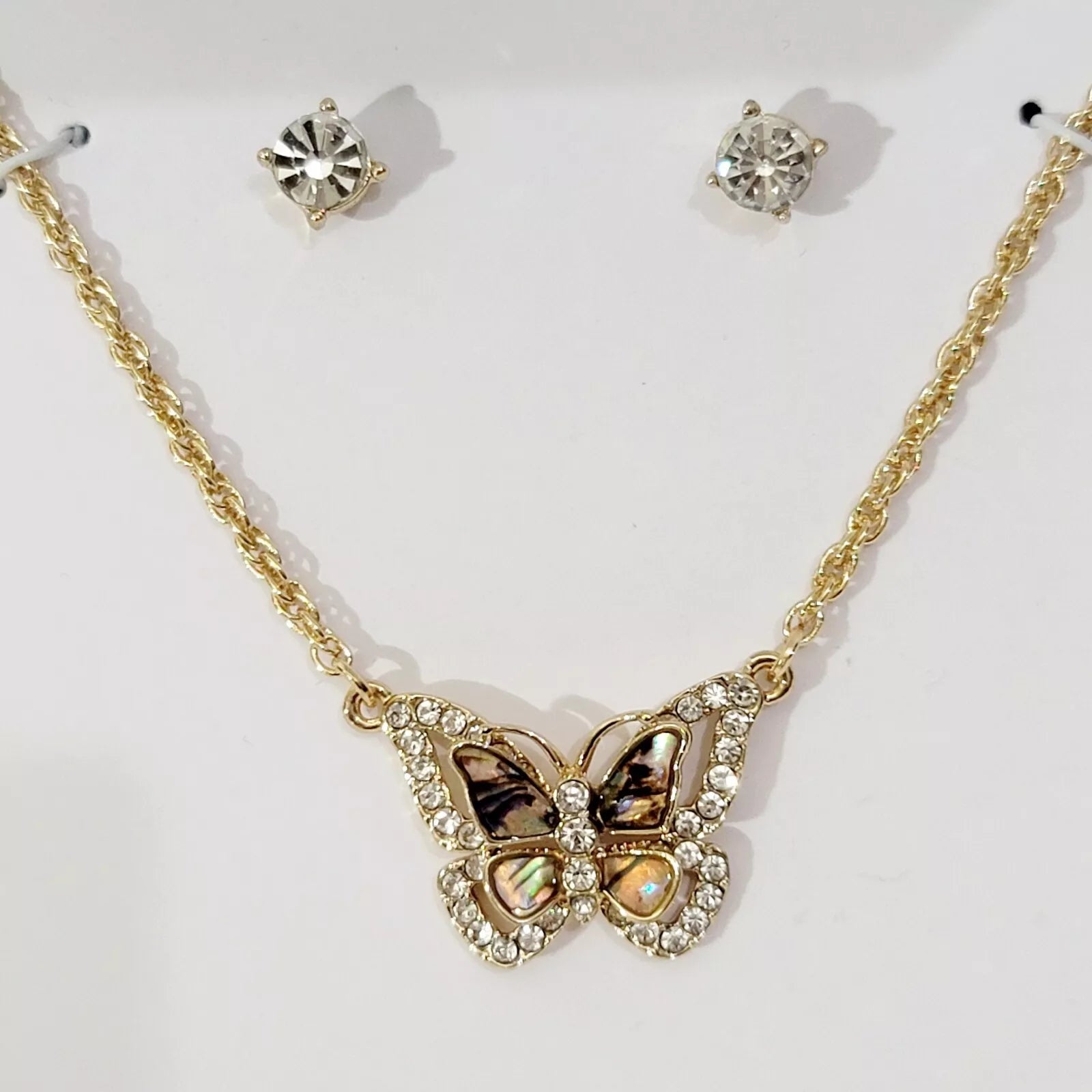 Charter Club Gold-Tone Crystal Butterfly Pendant Necklace and Stud Earrings