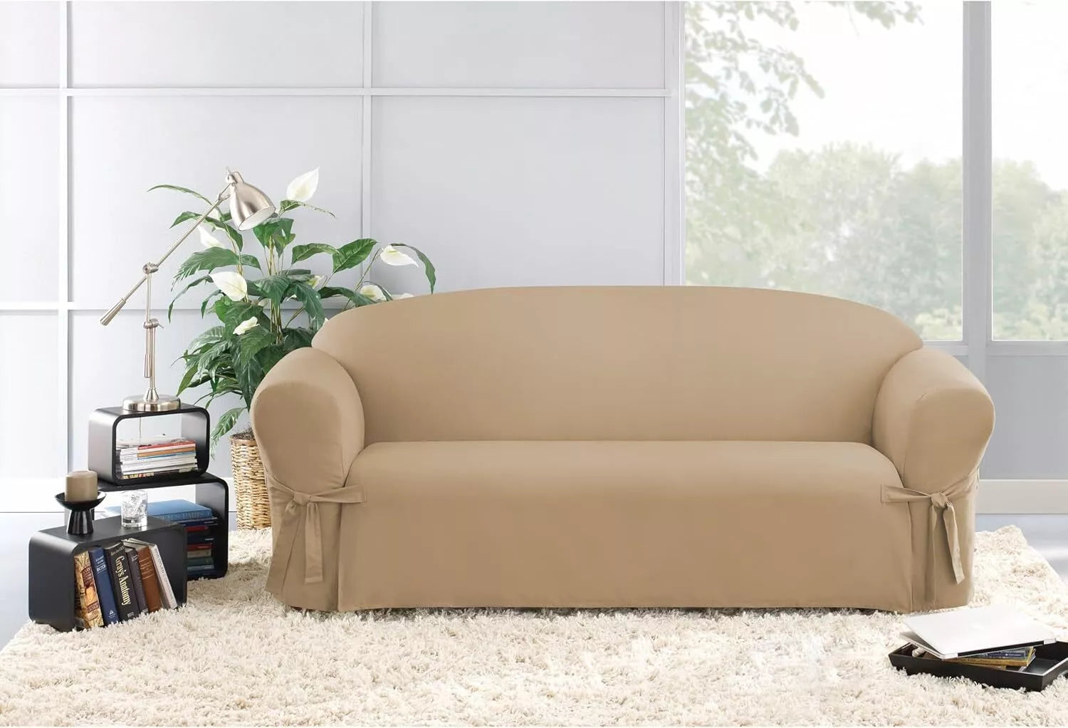 Sure Fit Solid Duck Cloth Sofa Slipcover, 74-96-In