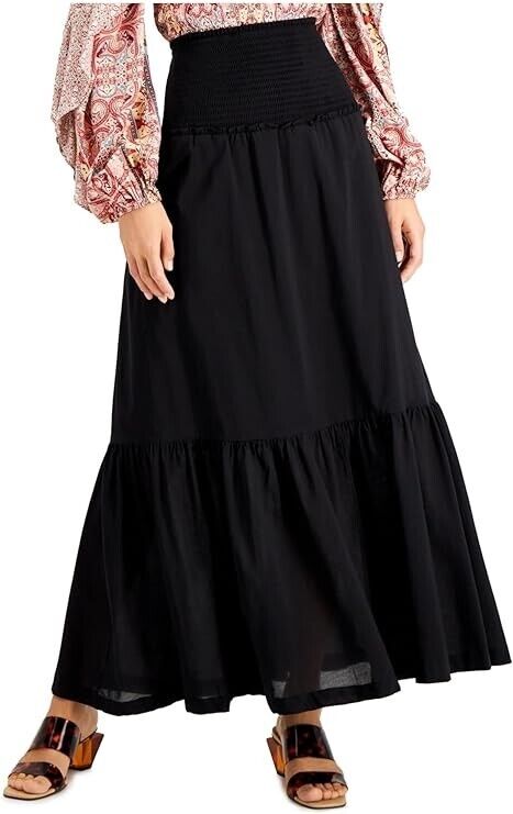 International Concepts Smocked Tiered Maxi Skirt, Size XL
