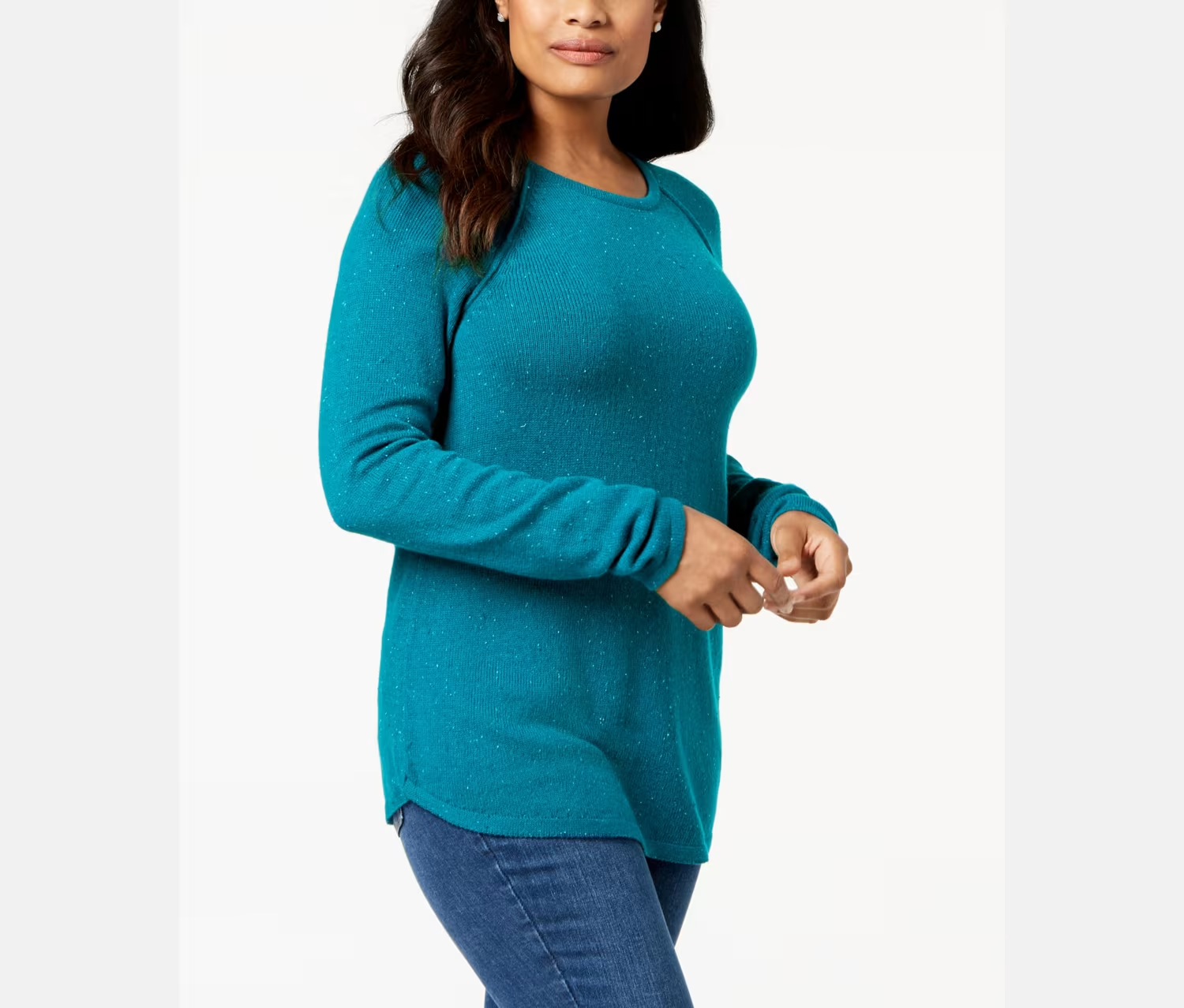 Karen Scott Crew-Neck Sweater, True Teal Combo, Medium