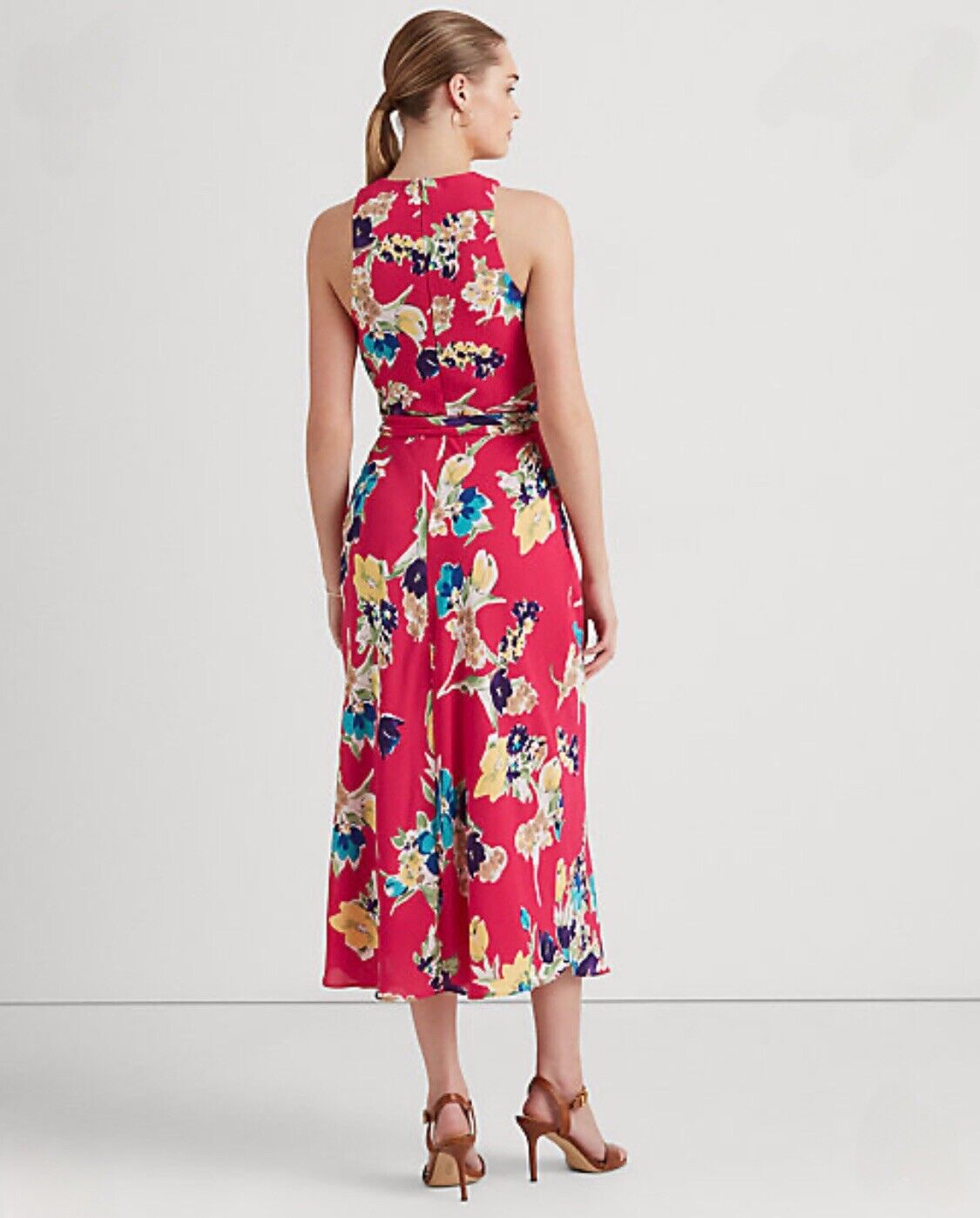 ralph lauren floral halter dress Floral Ruffle-Trim Georgette Halter Gown