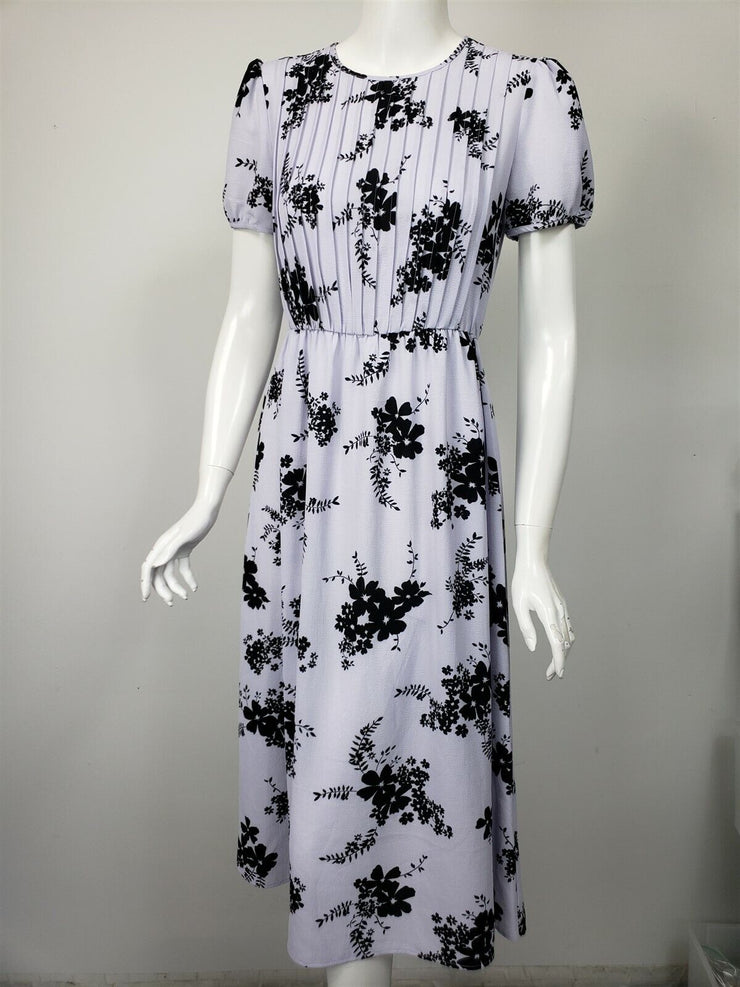 Michael Kors  Pintuck Floral Print Short Sleeve Dress