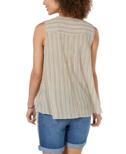 Style & Co Cotton Striped Button-Front Top,Size Small