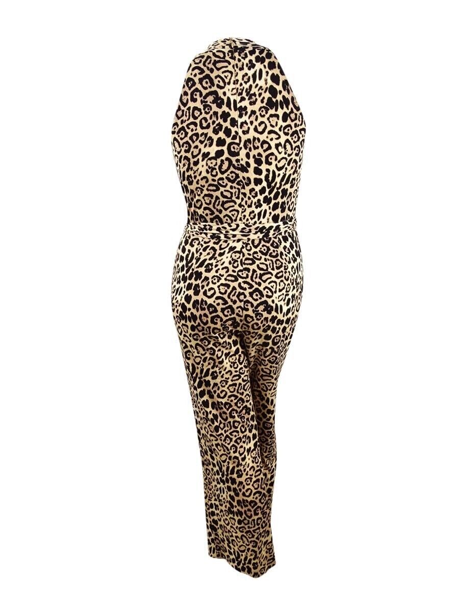 Tahari ASL Women's Animal-Print Halter Jumpsuit, Size 14