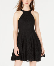 B Darlin Juniors Glitter Lace Fit & Flare Neck-Strap Dress, Black Size 0