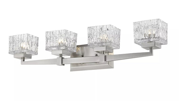 Z-Lite Rubicon 4 Light 30 Wide Vanity Light with Textured Glass Shades