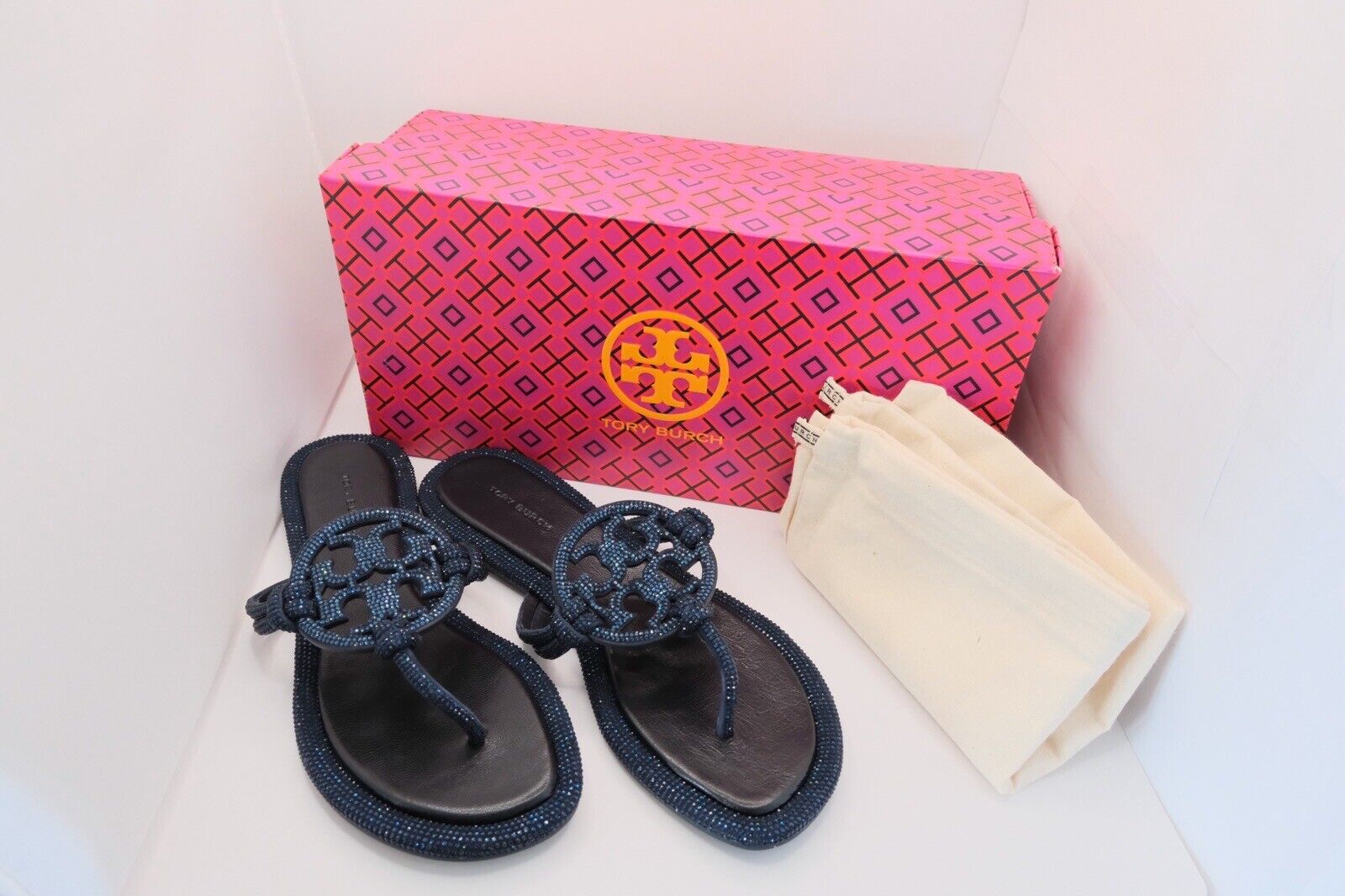 Tory Burch Womens Miller Knotted Pave Sandals