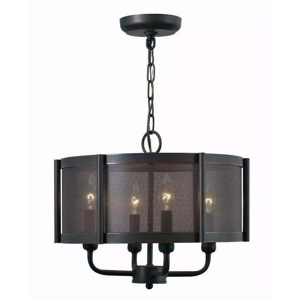 World Imports Wi 8949 Xena 4 Light 16 Wide Drum Chandelier With Metal