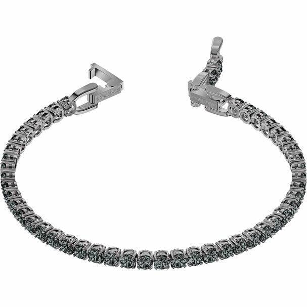 Swarovski Tennis Deluxe Bracelet, Round Cut Gray Ruthenium Plated 5514655 Size M