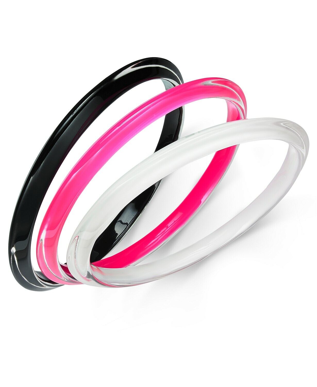 INC 3-Pc. Set Resin Bangle Bracelets Black Pink White