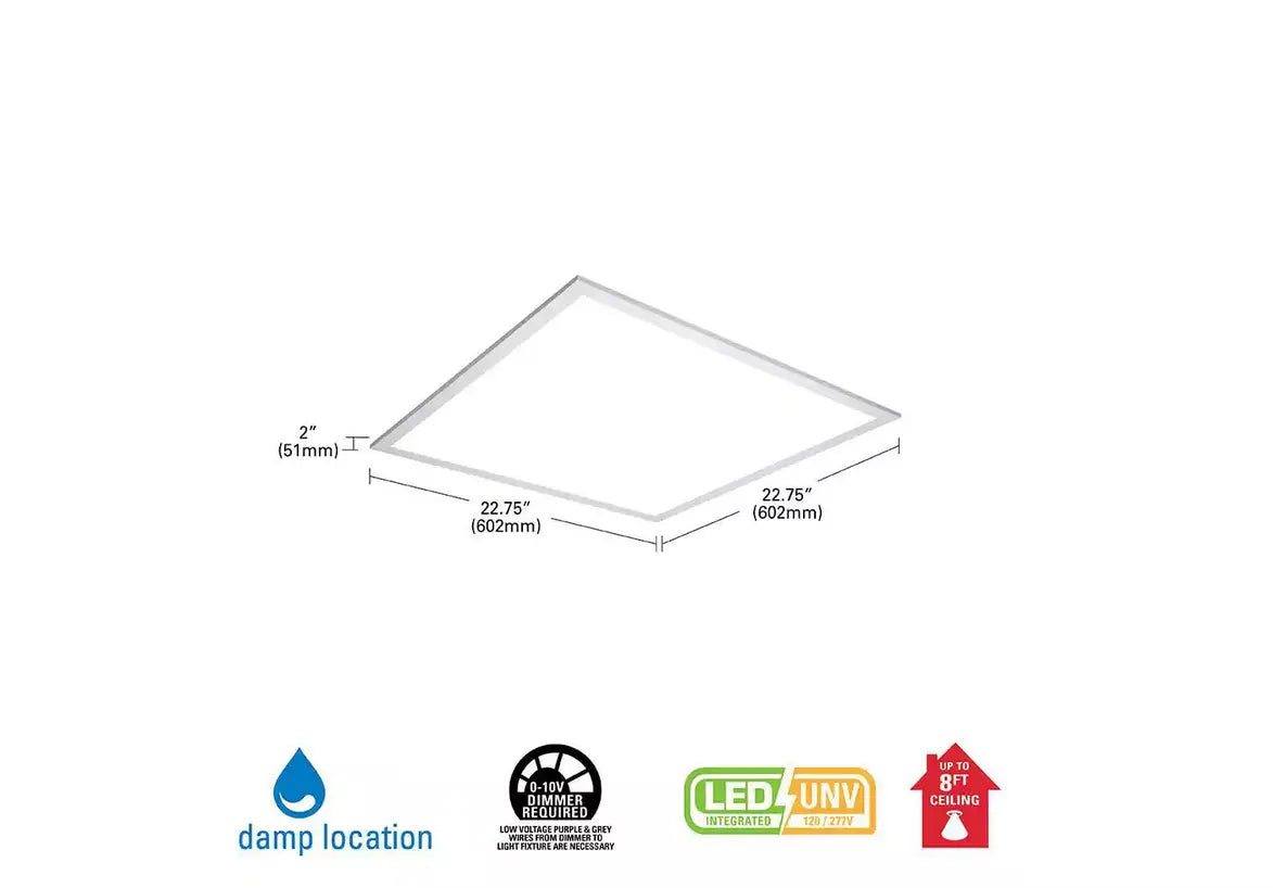 Metalux 2 Ft. X 2 Ft. White Integrated Led Flat Panel Troffer Light Fixture 4200