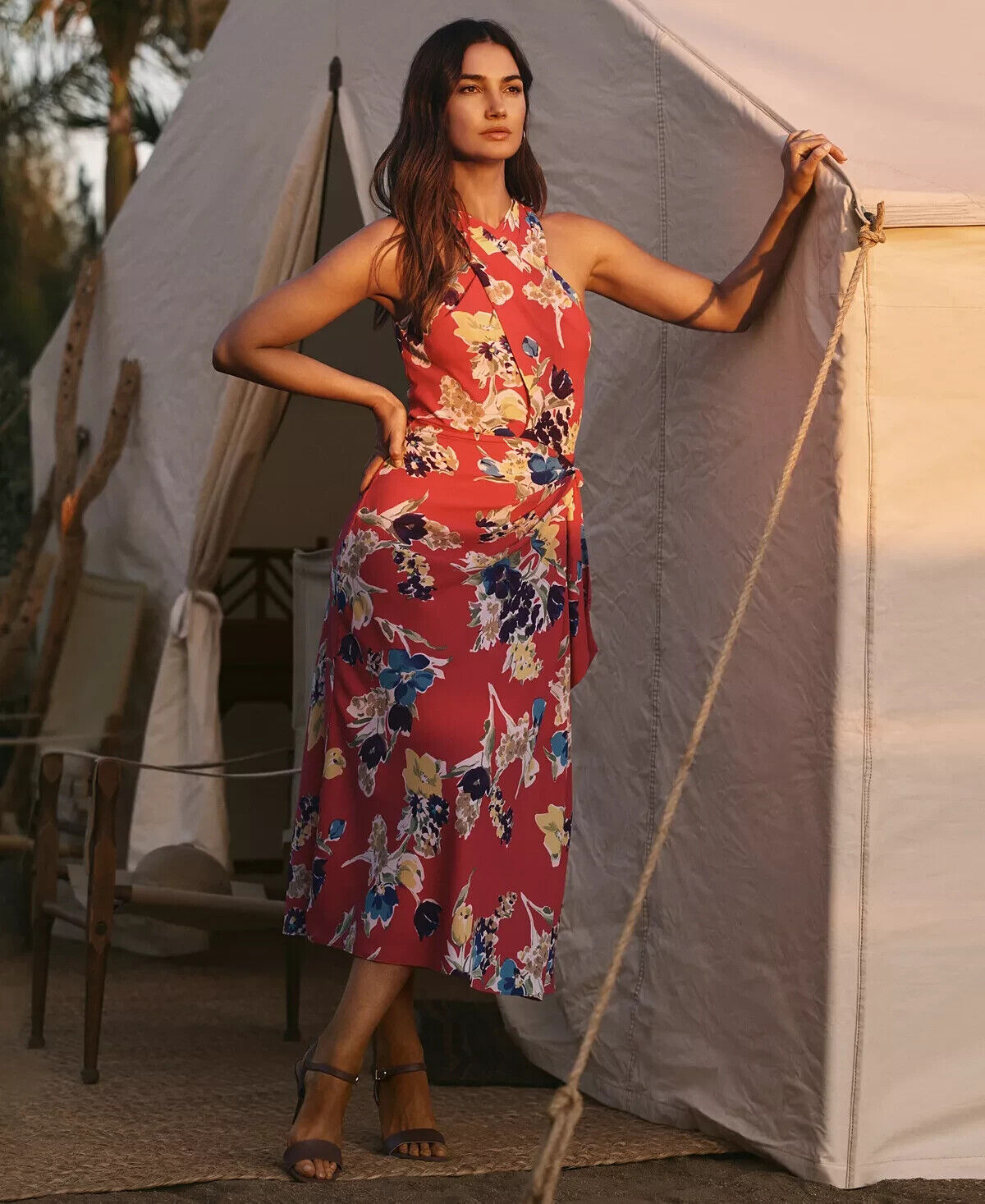 ralph lauren floral halter dress LAUREN RALPH LAUREN Floral Halter Neck Sleeveless Ruffle Trim Gown NWT SIZE $295