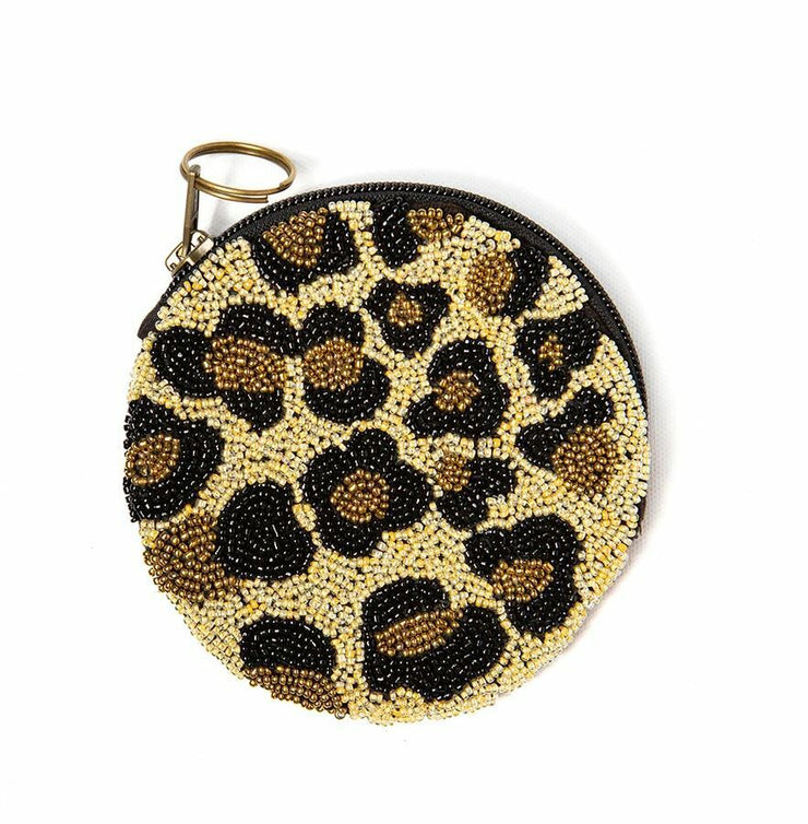 Ink+Alloy Cheetah Gold and Black Beaded Small Round Zip