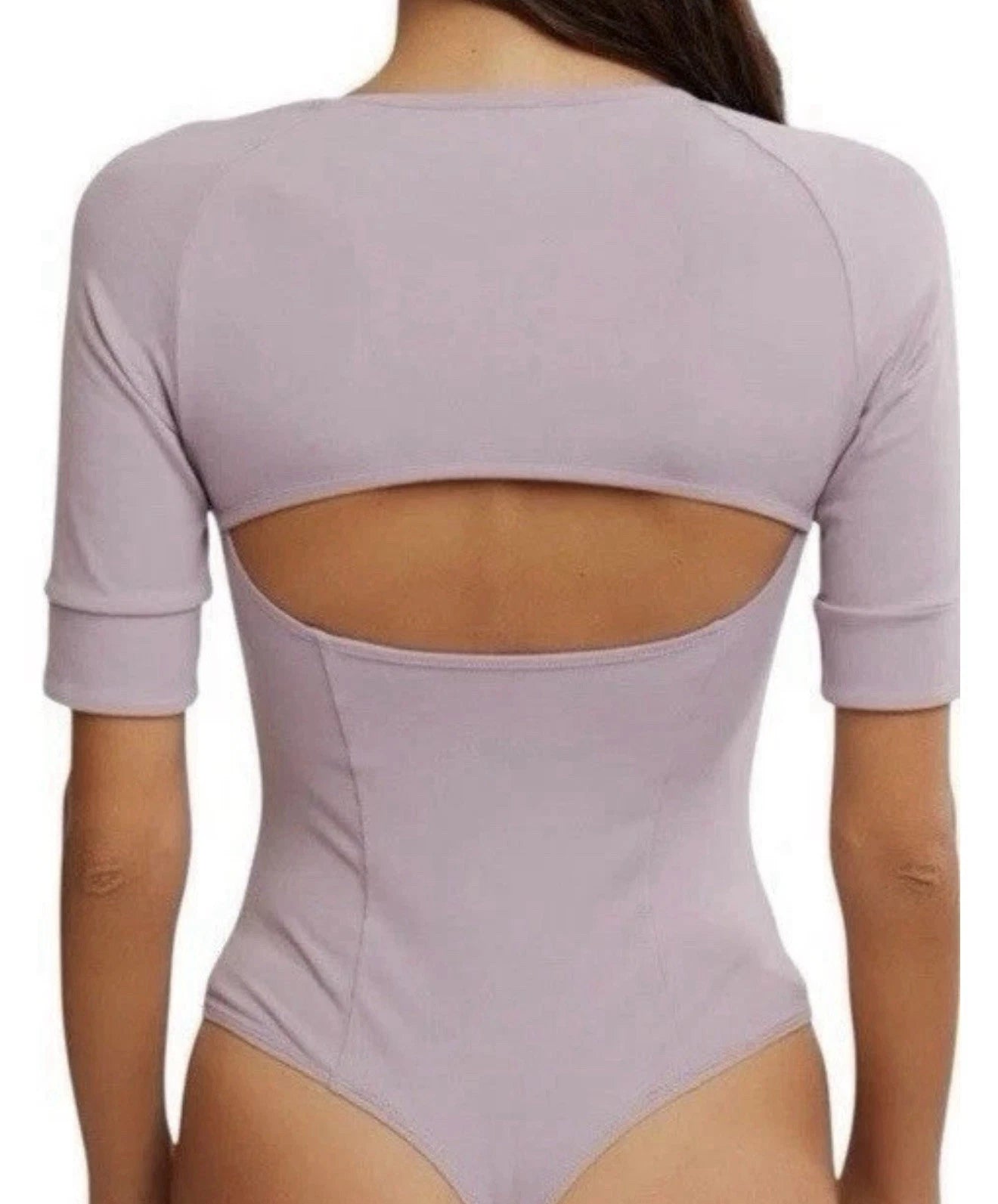 Free People Everly Square Neck Cutout Bodysuit Sea Fog Purple Women’s Medium