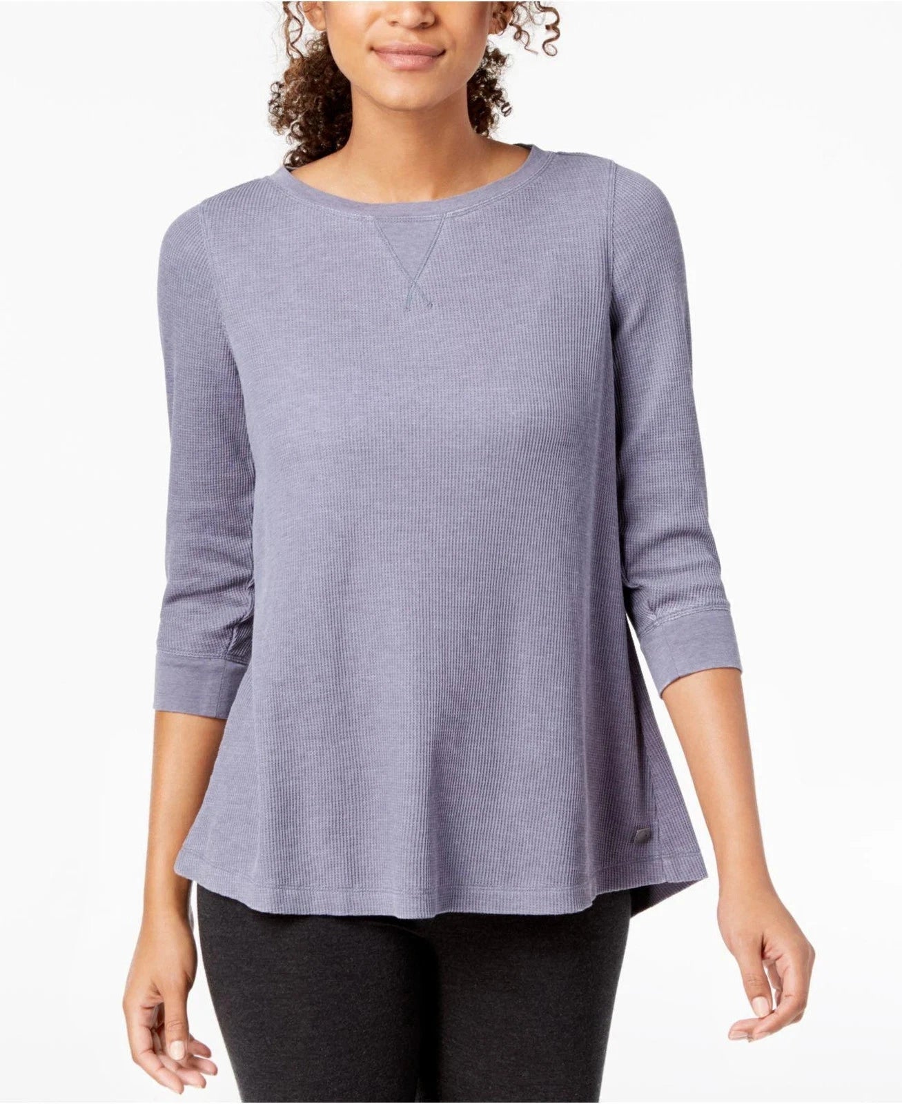 Calvin Klein Performance Womens 3/4-Sleeve Lace-Up Back Top, Size Medium