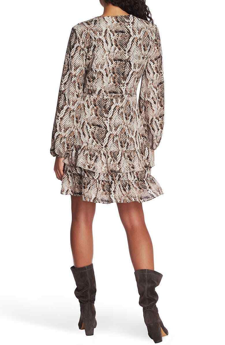 1.state Ruffled Snakeskin Print Dress, Size 00