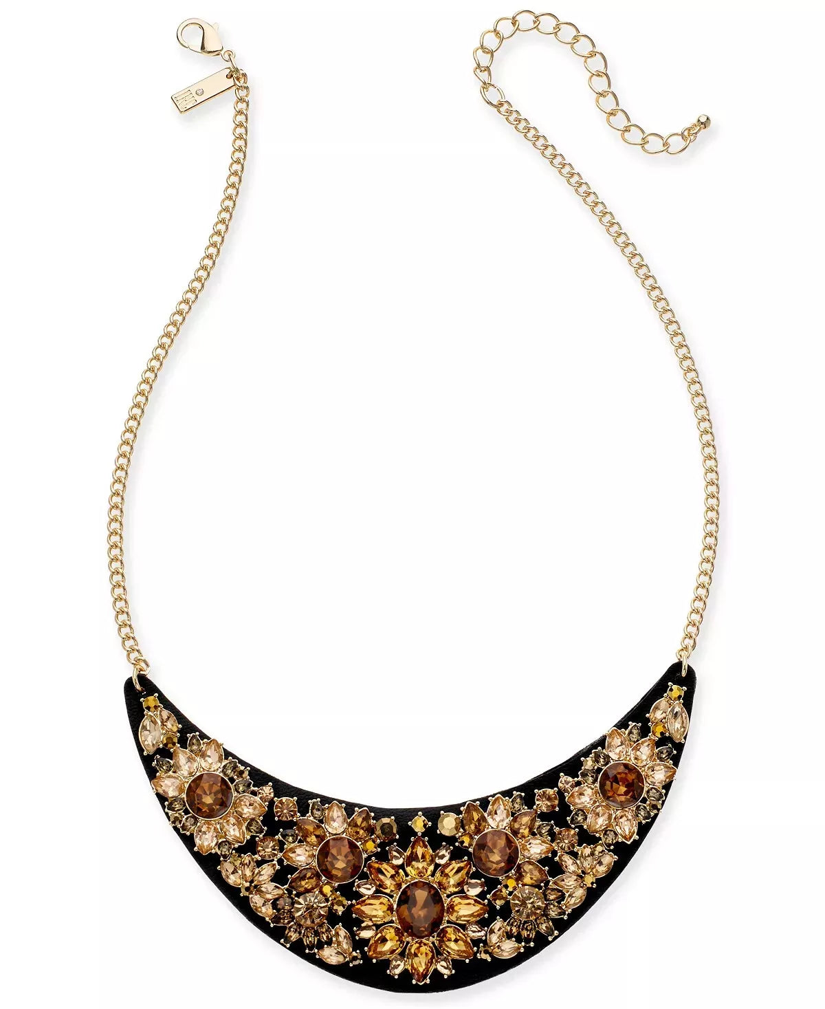 INC Gold-Tone Faux Leather & Stone Statement Necklace