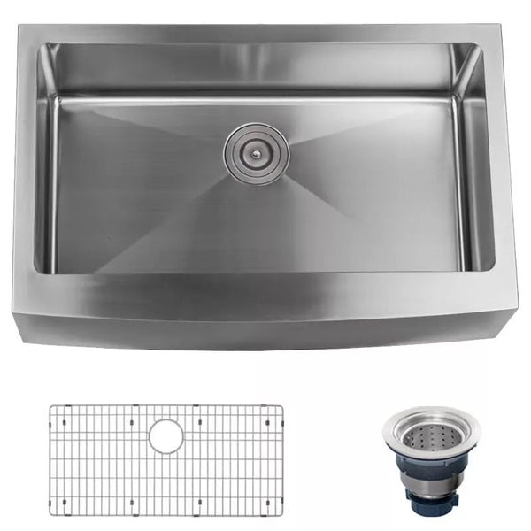 Miseno Kitchen Sink, Farmhouse Mount, Stainless Steel Finish