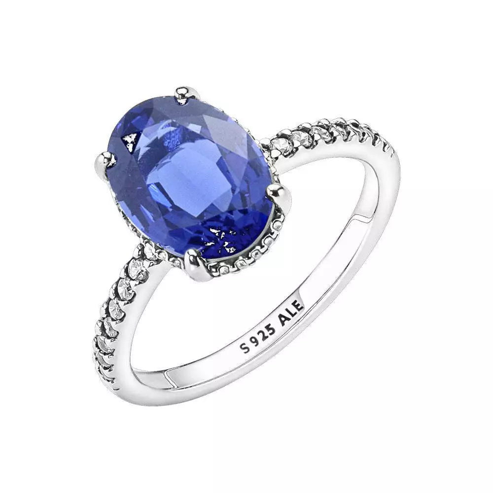 Pandora Sparkling Statement Blue Halo Ring - Ring Size 8.5