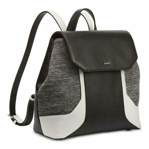 DKNY Jade Flap Black Leather Backpack