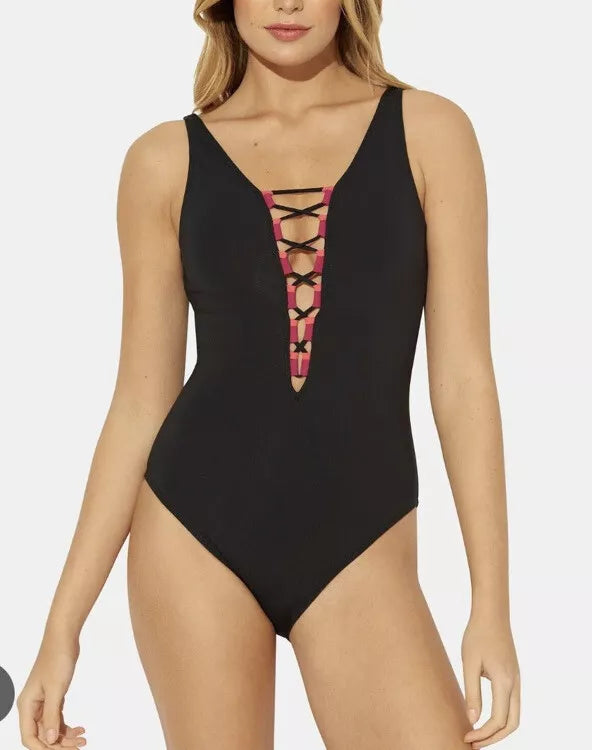 Bleu Rod Beattie James Bonded Black and Rouge One Piece, Size 4