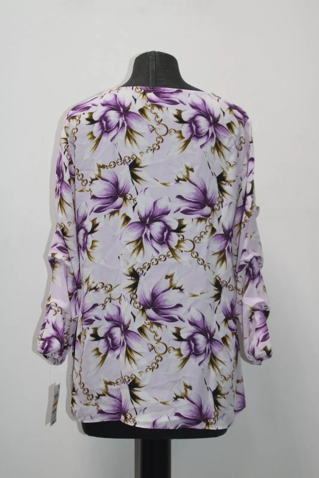 JM Collection Printed Statement-Sleeve Blouse,Size Small