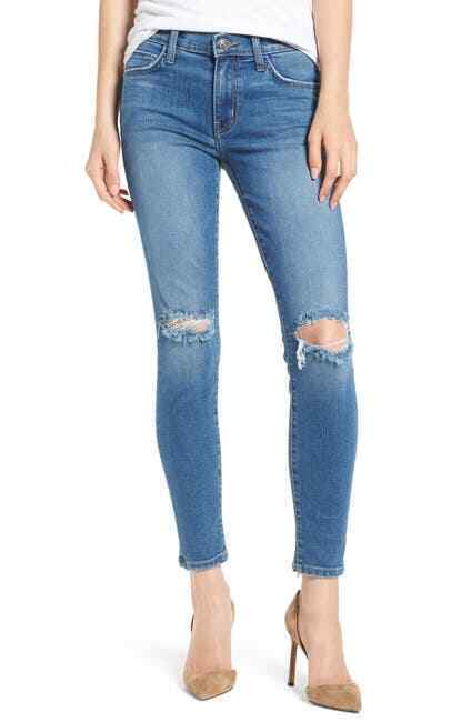 Current/Elliott Stiletto Distressed Ankle Skinny Jeans Stretch Indigo, SZ 27