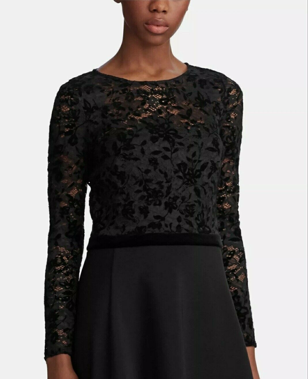 Lauren Ralph Lauren Lace-Bodice Dress, Size 16P