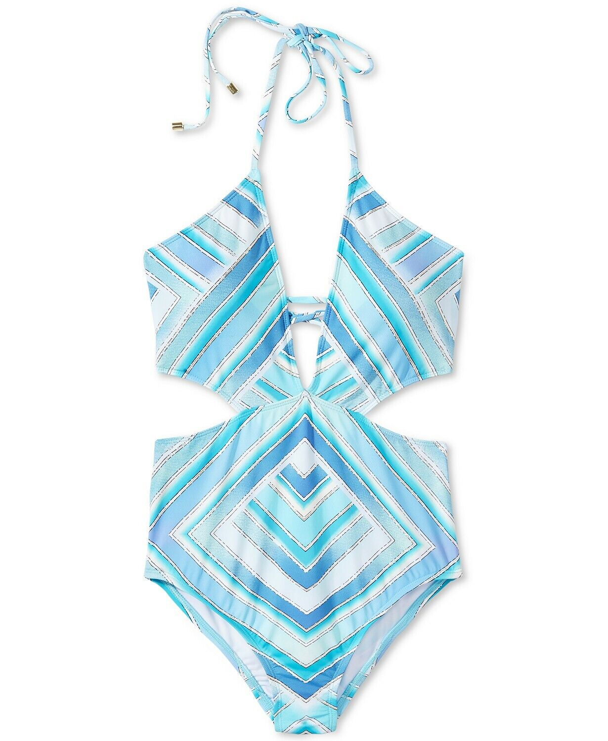 Bar III Crystal Plunge Cutout Monokini One-Piece Swimsuit, Size Small