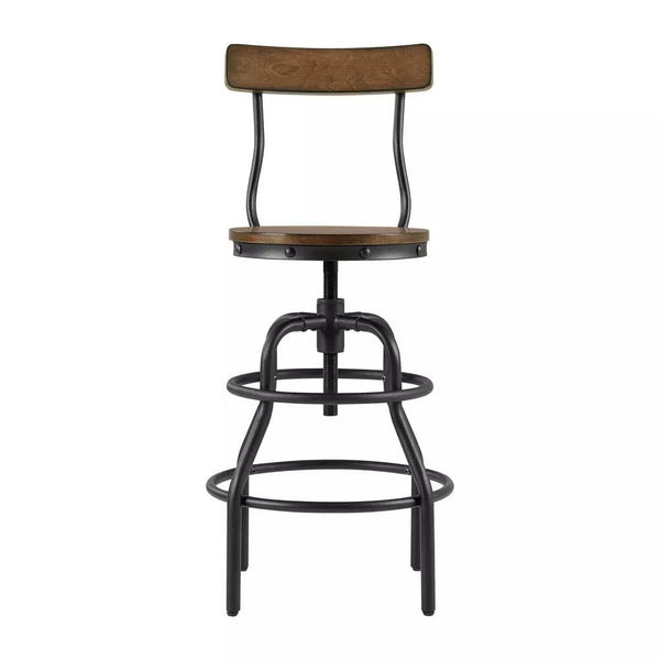 Home Decorators Collection Hamrick Industrial Adjustable Height Bar Stool, Black