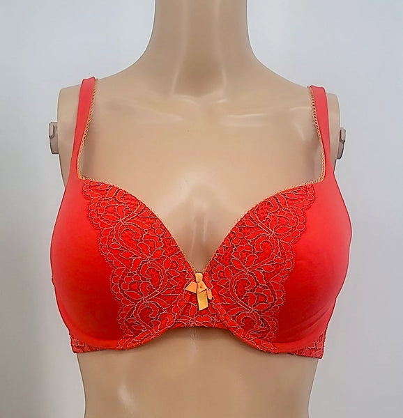 Victorias Secret Underwire Padded Push Up Plunge Bra Red 34D