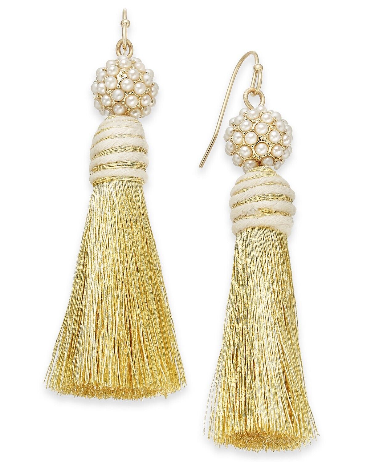 INC International Concepts Gold-Tone Imitation Pearl & Tassel Drop Earrings