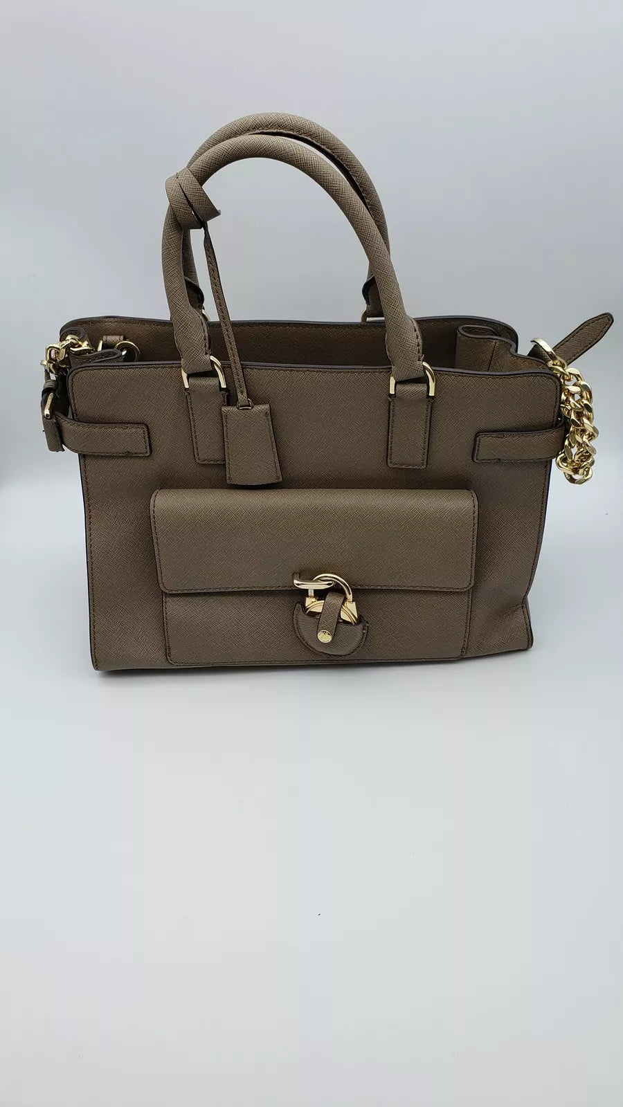 Michael Kors Emma EW Satchel Color-Dark Dune