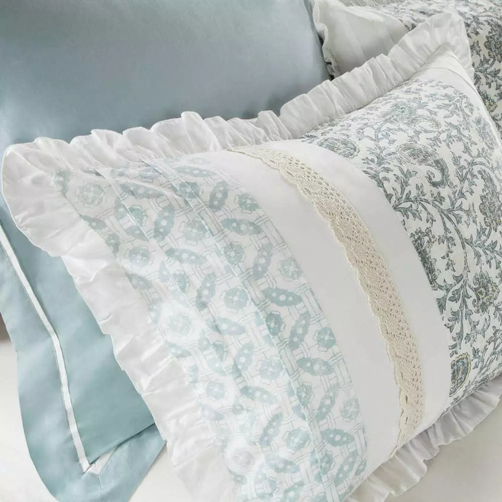 Madison Park Vanessa Comforter Set Cotton Percale Queen Size in Aqua (9-Piece)