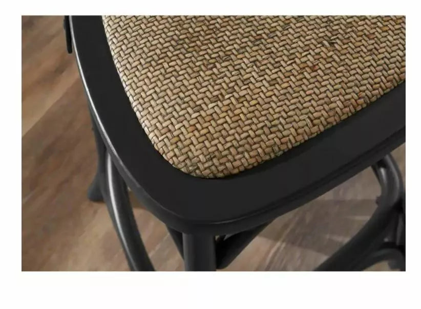 Home Decorators Mavery Black Wood Bar Stool With Woven 18 In. W X 43.7 In. H