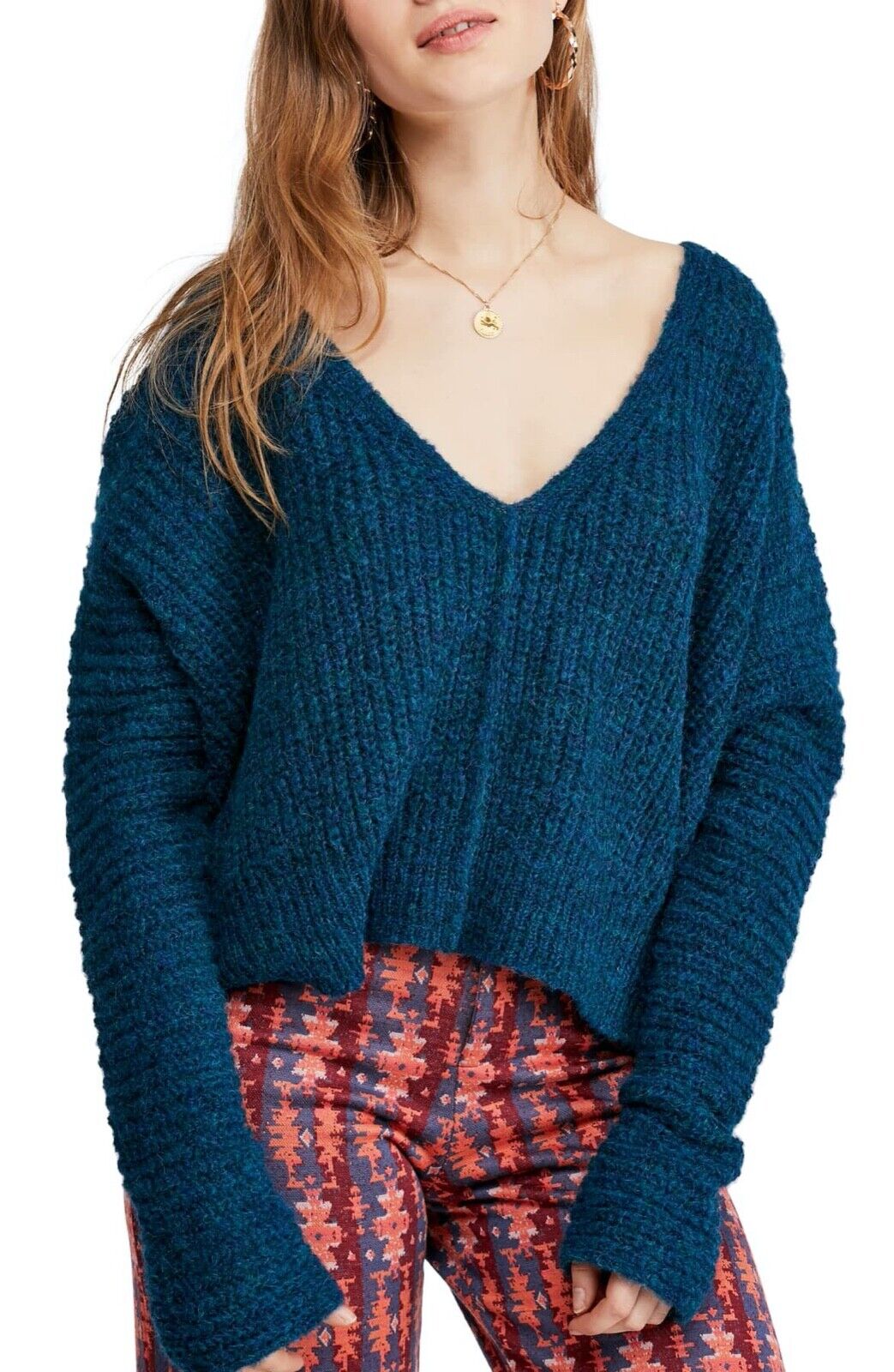 Free People Moonbeam V-Neck Alpaca Sweater