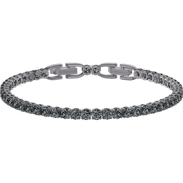 Swarovski Tennis Deluxe Bracelet, Round Cut Gray Ruthenium Plated 5514655 Size M