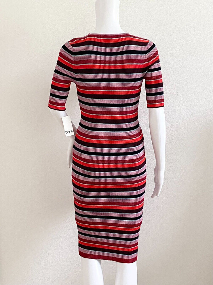 Bar III Metallic Striped Sweater Dress, Size Small