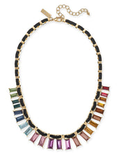 I.n.c. Gold-Tone Multicolor Crystal Velvet-Woven Statement Necklace, 18 + 3