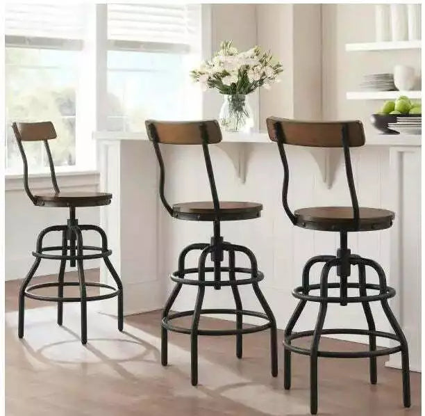 Home Decorators Collection Hamrick Industrial Adjustable Height Bar Stool, Black