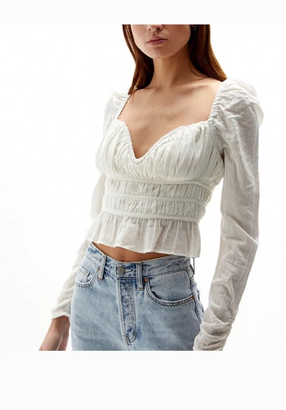 Free People Chloe Smocked Tie Back Top, Size Medium