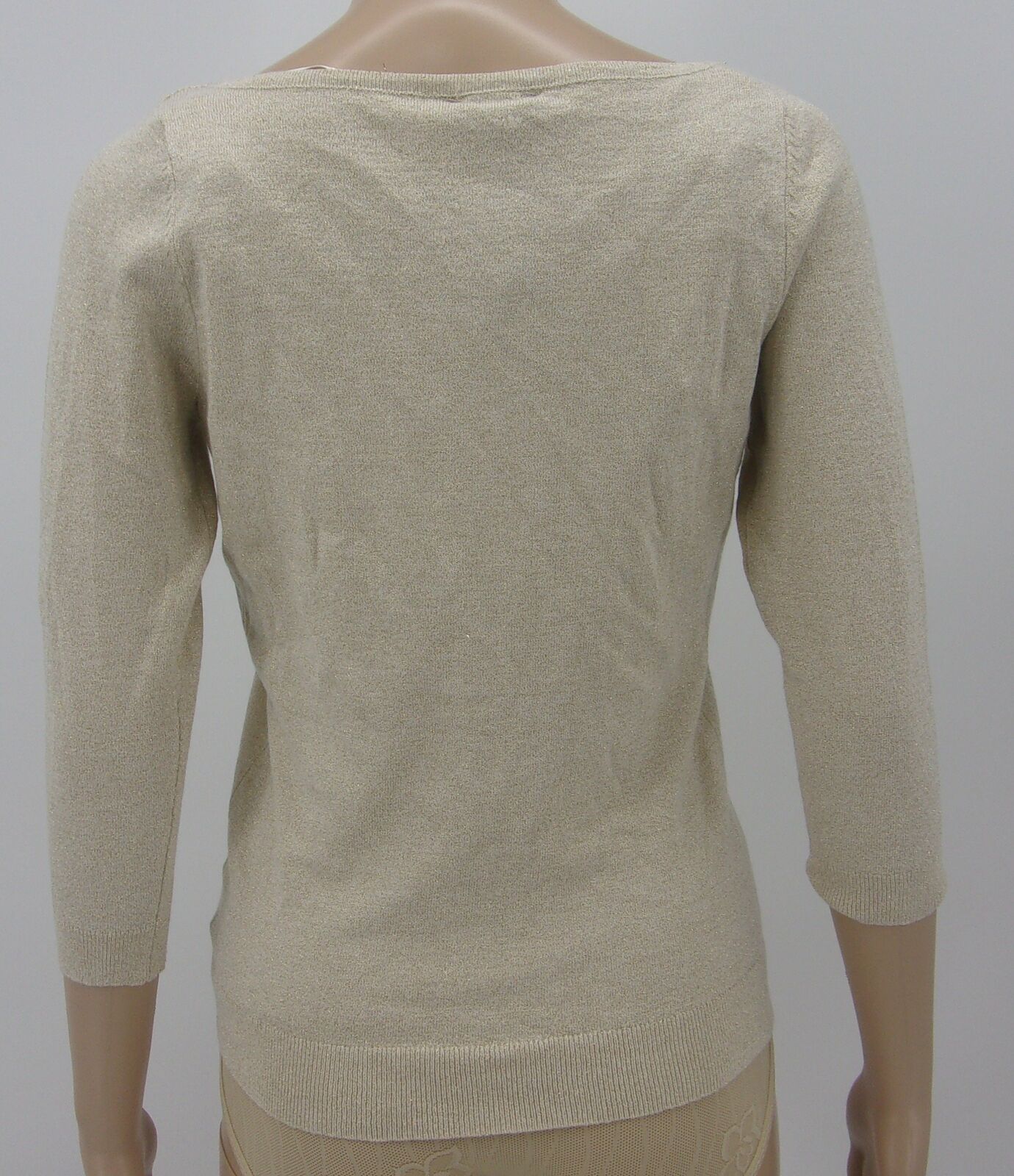 WORTHINGTON Womens Multi Tan Cream Lightweight Shimmer Sweater Blouse PS