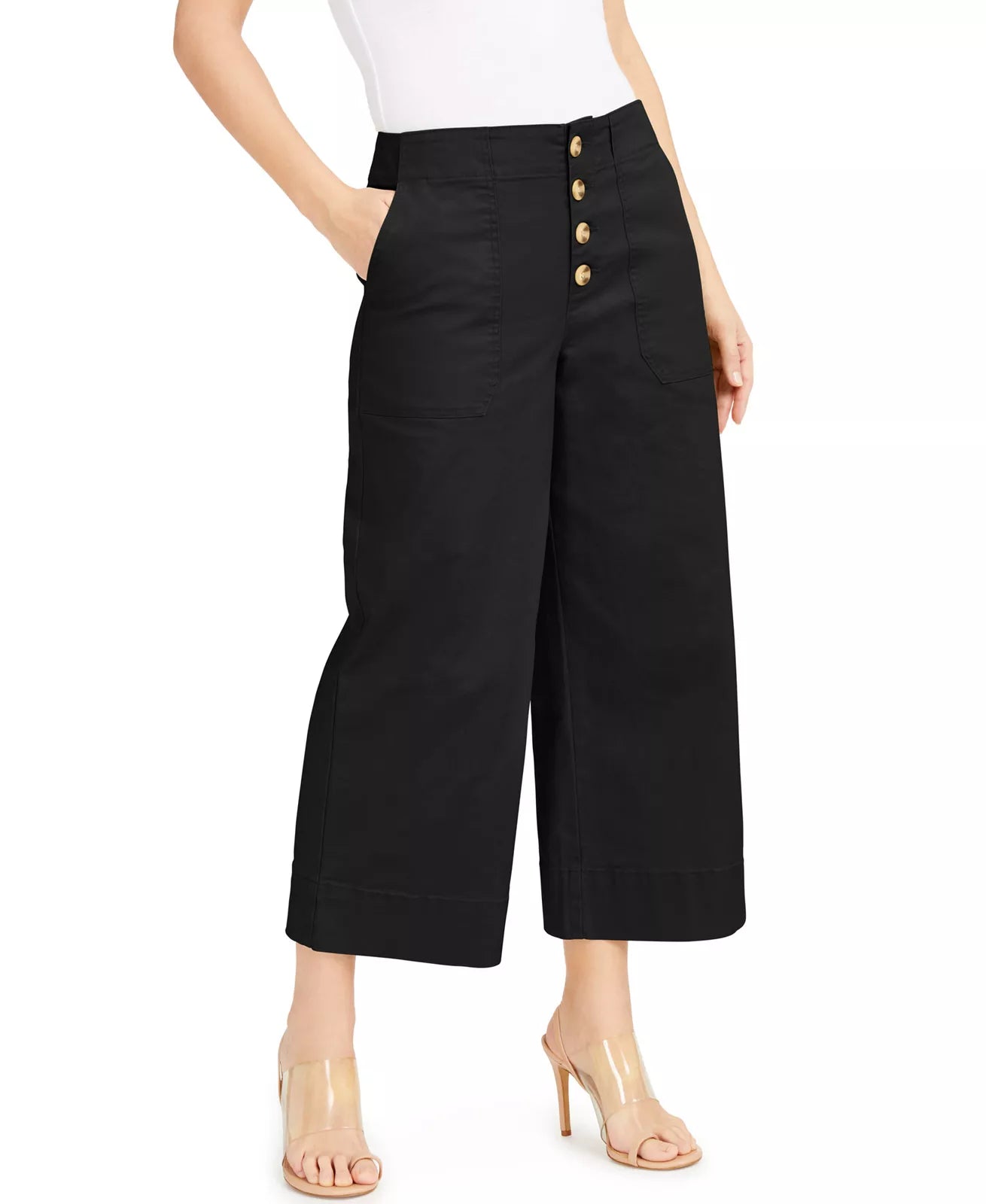 Inc International Concepts Plus Size Button-Front Culotte Pants, Size 28W