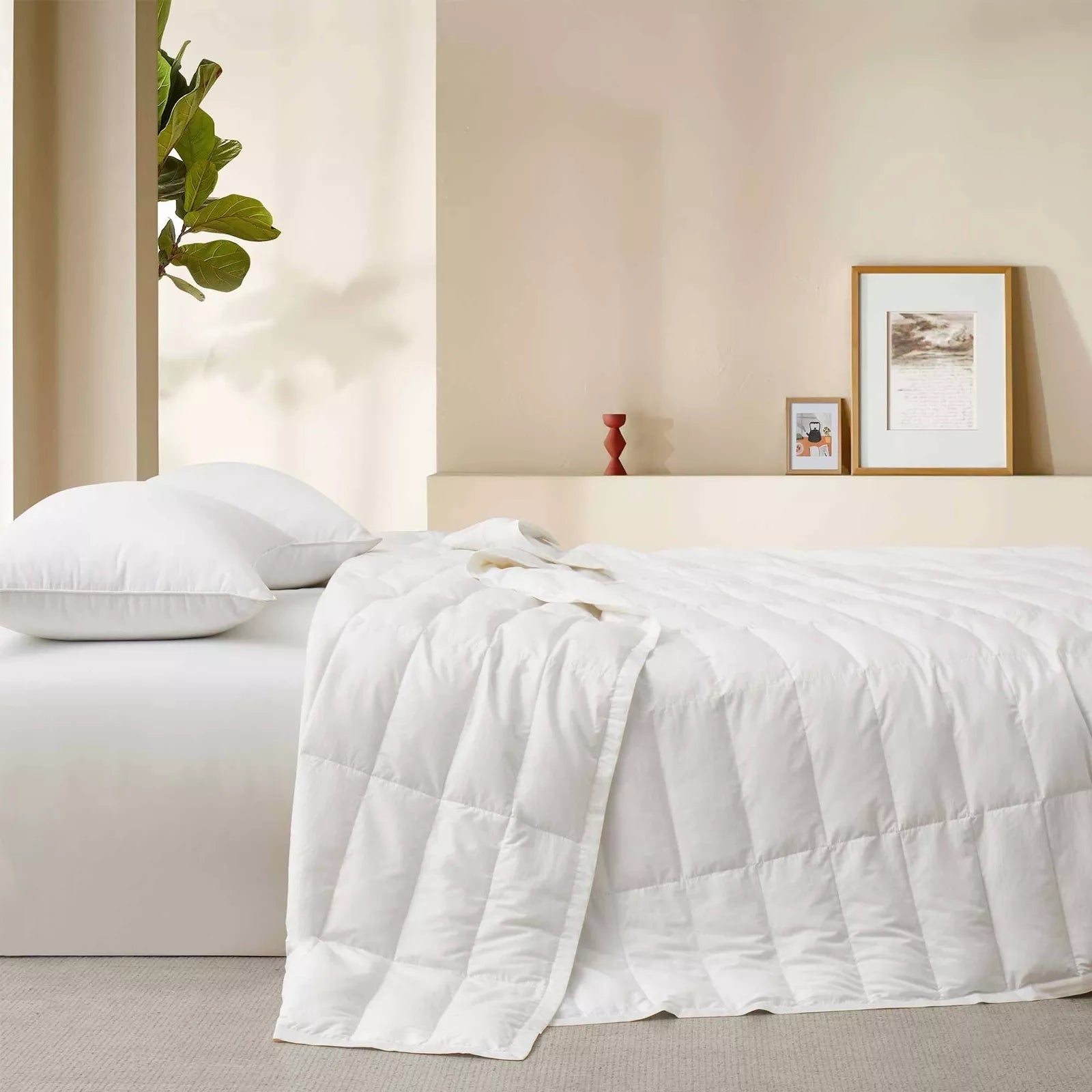 Unikome Oversize Lightweight White Down Blanket with Satin Trim, Full - White