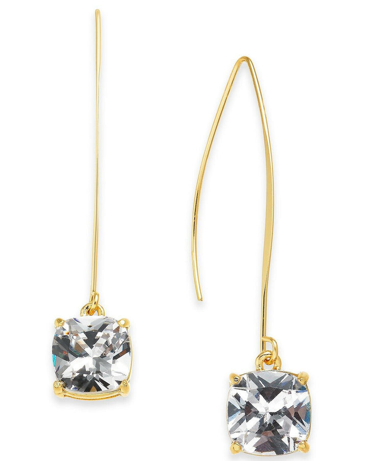 Inc Gold-Tone Cubic Zirconia Square Linear Drop Earrings