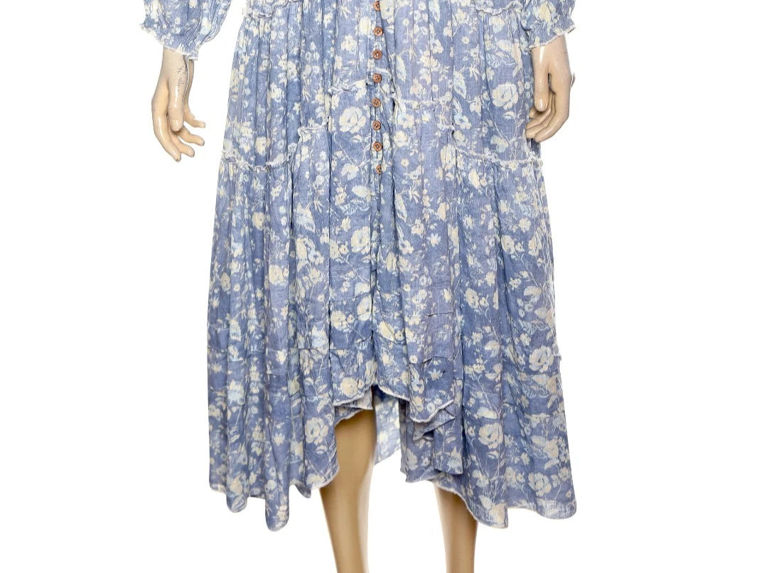 Free People Pappiet MIDI Womens Dress Bluebell Combo, Medium