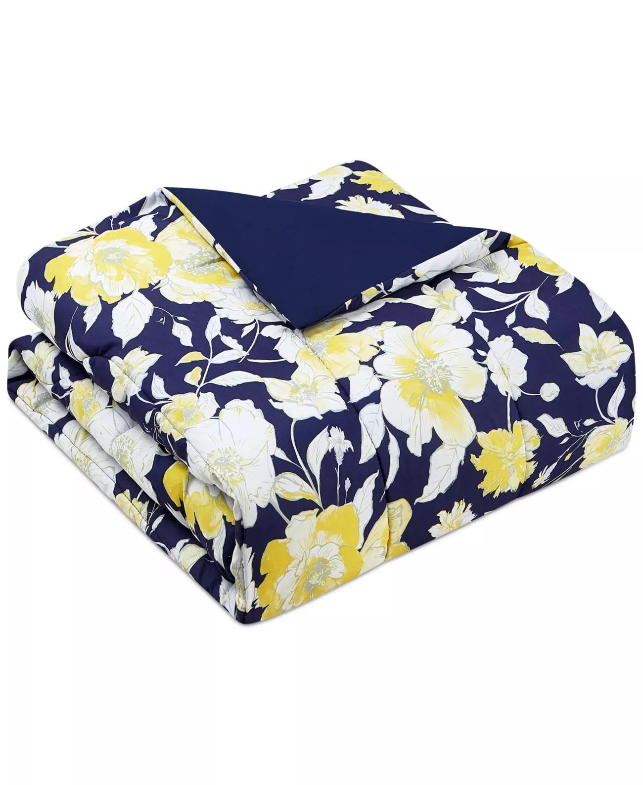 Mytex Aster Floral 2-PC. Reversible Twin Comforter Set, Navy/Yellow