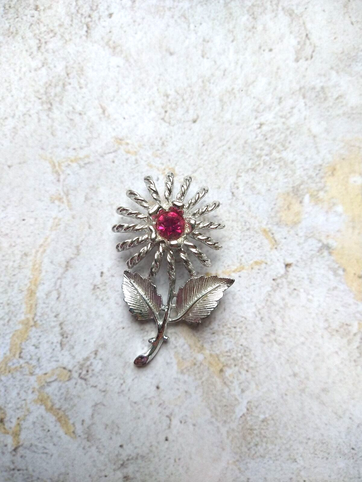 Vintage Silver Tone Rose Brooch, Silver Tone Jewelry, Vintage