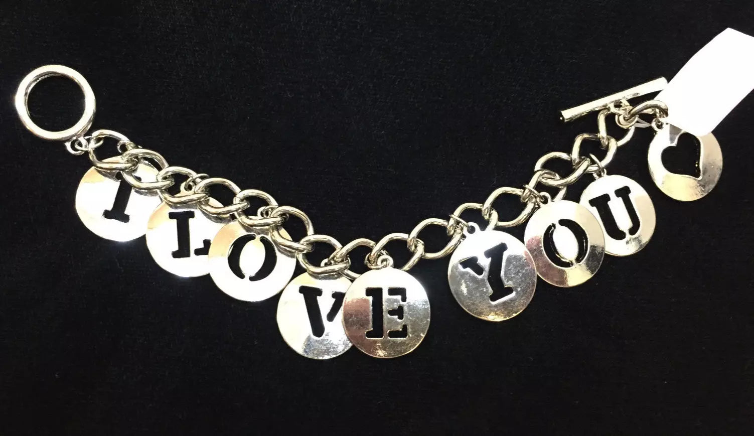 Holiday Lane I Love You Charm Bracelet Silver Tone